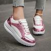 Spring Sequins Platform Sneakers Leather Lace up Casual Sport Shoes For Women Outdoors Non-slip Sneakers Thick Sole Shoes