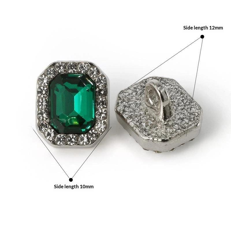 2Pcs Square Diamond Buttons Alloy Coloured  Hand-Sewn Buttons Spot Wholesale Diy Coat High-Grade Button Decorat