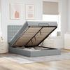 Exclusive House - Ottoman Bed Frame and Light Grey Mattress 140x200 Cm Fabric