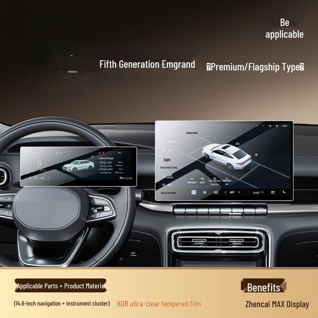 Tempered Film Screen for Geely 5th Gen Emgrand Center Console - 26 Models