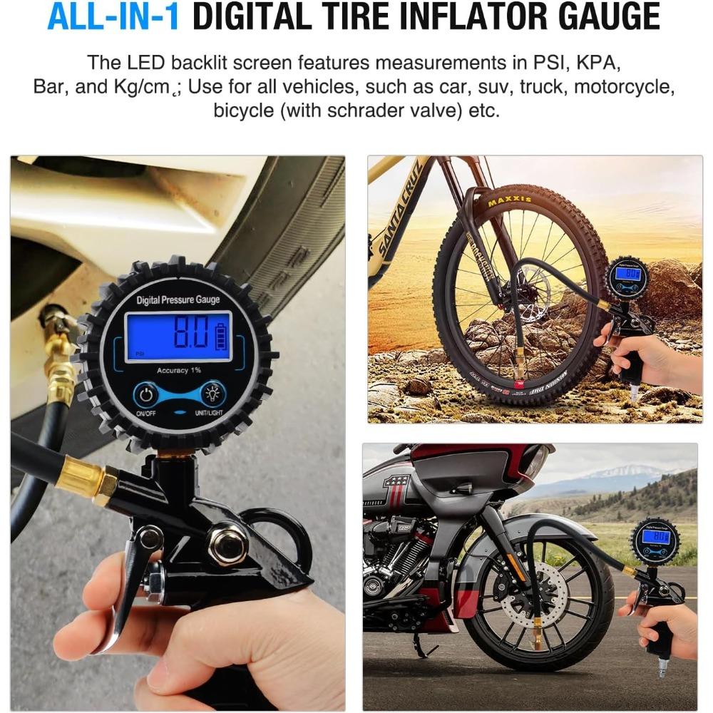 Nilight Digital Tire Inflator Pressure Gauge Pressure Monitoring Gauge Meter Tool Tires Manometer Inflation Inspection Parts Mass Air Flow 3