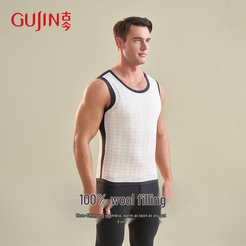 GUJIN Men's Seamless Thermal Vest with Wool Patch
