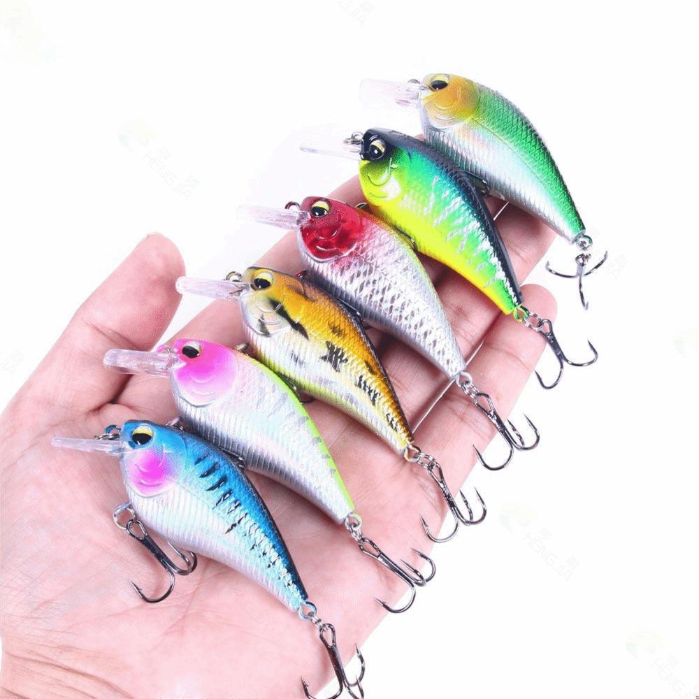 6PCS with 3D Eyes Crank Bait with Hook Jerkbaits Minnow Lures  Freshwater Fishing