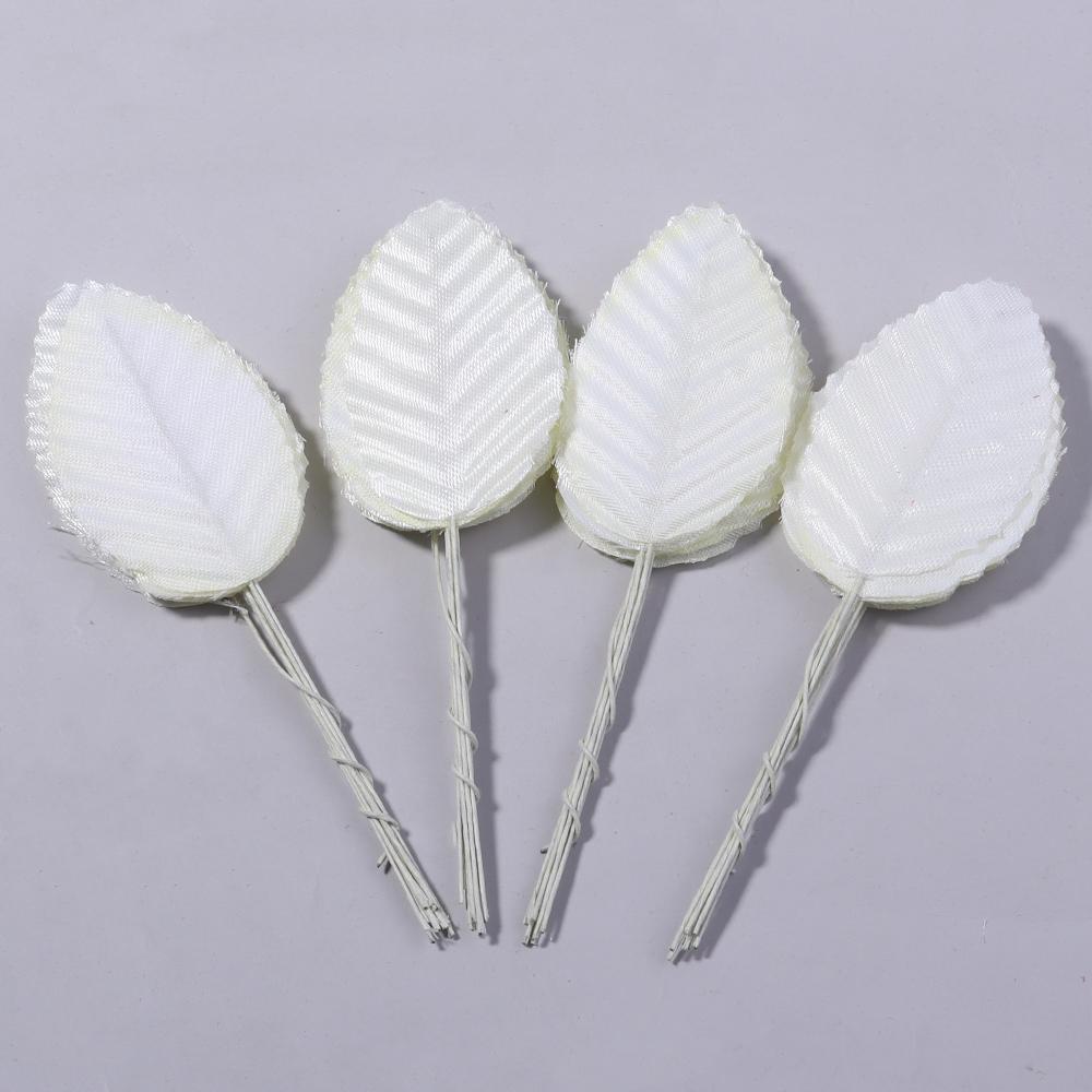 40pcs Colorful Artificial leaves Fake Silk Plant For DIY Wedding Birthday Party Home Bouquet Wreath Crafts Scrapbooking Decor