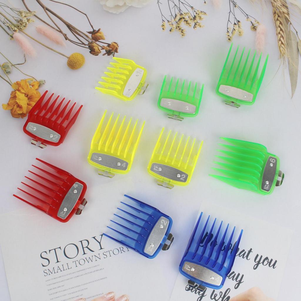 Colored Plastic Hair Clipper Comb Set - Trimmer Accessories for Salon Styling