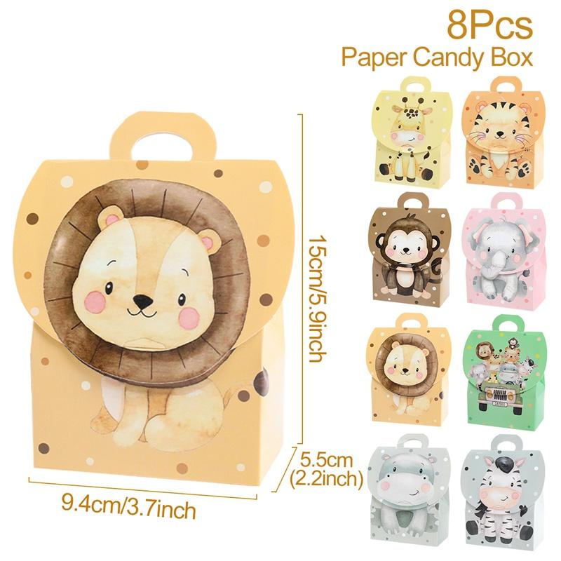 Jungle Animals Box Candy Box Happy Birthday Party Decoration Kids Safari Animal Wild One 1st Birthday Decor Kids Baby Shower
