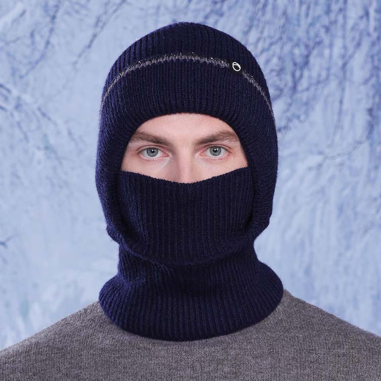 WTEMPO Men's Autumn Winter Ear/Face Protection Knitted Hats Cold-proof Windproof Outdoor Cycling Hats Solid Color Thick Warm Plush Inner Woolen Hats