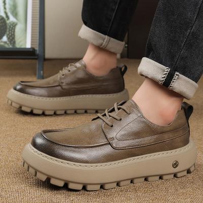 Neue Dicksohlige Designer Echte Leder Schuhe Gehen Slip-on Oxford Schuhe Mode Herren Freizeit Leder Business Werkzeug Schuhe
