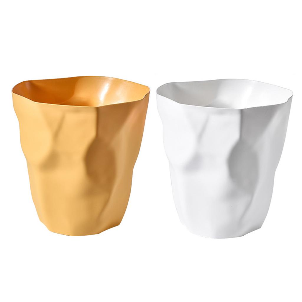 1Pc Small Trash Can Plastic Unique Irregular Creased Modern Wastebasket Open Top Garbage Bin for Bathroom Office Bedroom Kitchen