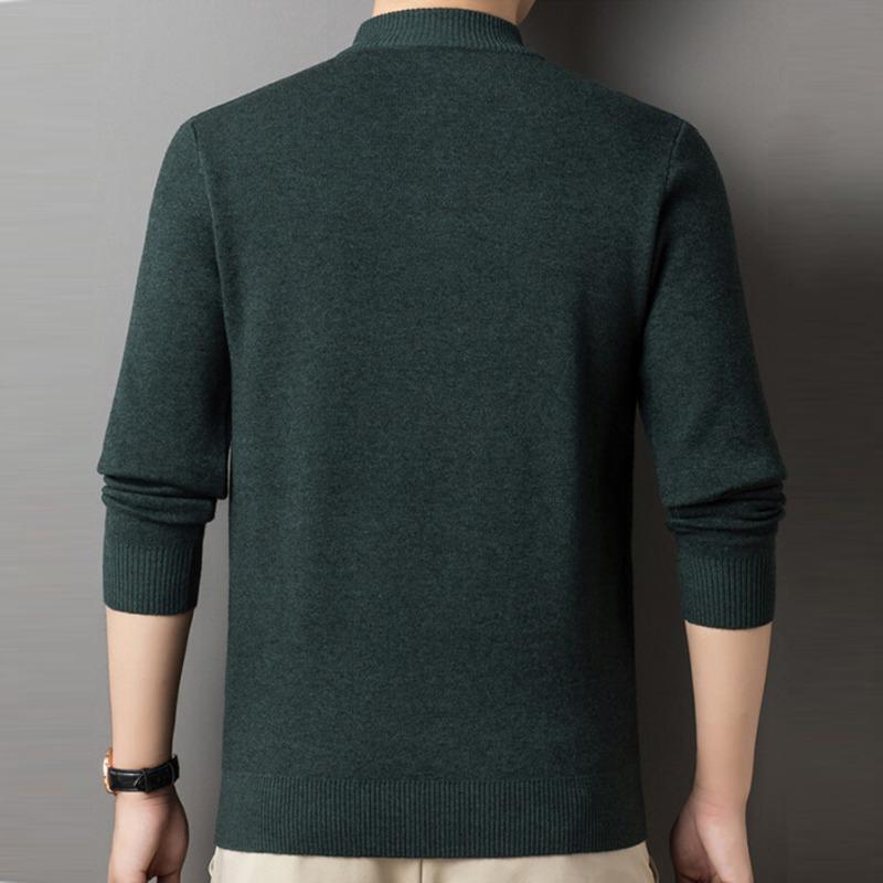 Halbhoher Reißverschlusspullover für Herren im Winter, dicker, warmer, von Vater installierter Herrenpullover mittleren Alters, einfarbiges, gestricktes Unterhemd aus Wolle