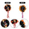 Halloween Black Rose Pumpkin Wreath with Witch Doll and Maple Leaf Decoration for Door
