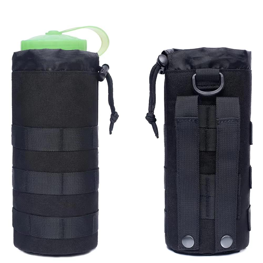 Poche Sac Améliorée pour Bouteilles d'Eau de Sport, Porte-Bouteille d'Eau Tactique à Cordon Coulissant Molle, Sac de Voyage en Maille pour Bouteille d'Eau