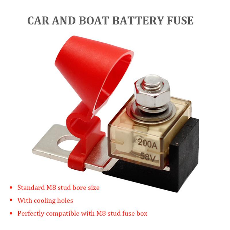 M8 Terminal Mount Fuse Block Kit 30A-300A 58V Ring Fuse Marine Battery Terminal Holder Ignition Protection For Boat Truck Rv