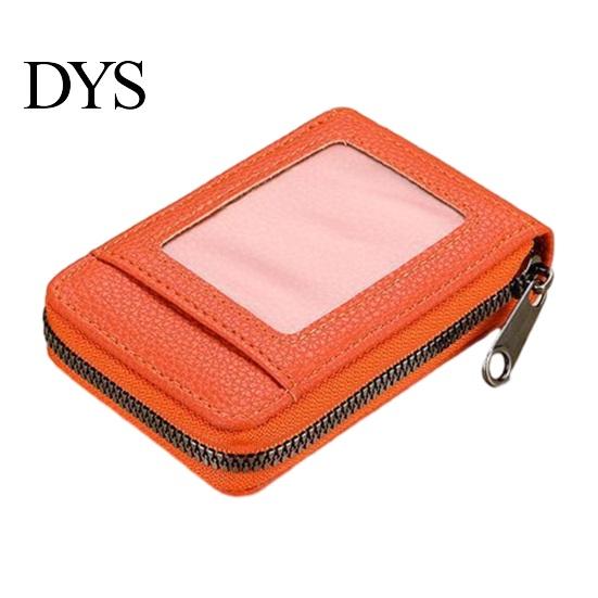 Minimalist Wallet with ID Window Slim Card Wallet, Thin Credit Holder Window, Solid Color Zip Closure Faux Leather Pouch for Cash Cards