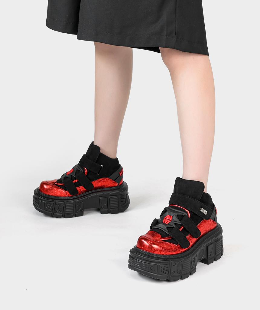 Stivaletti Gotici alla Caviglia Scarpe da Donna Nuovo Stile Punk Allacciatura Altezza Tacco 6CM Scarpe con Plateau Donna Decorazione in Metallo Sneakers da Donna