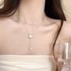 Super Fairy Elegant Pearl Camellia Double-layer Necklace Women's Light Luxury High-end Temperament Collarbone Chain Fashion Stacking Accessories