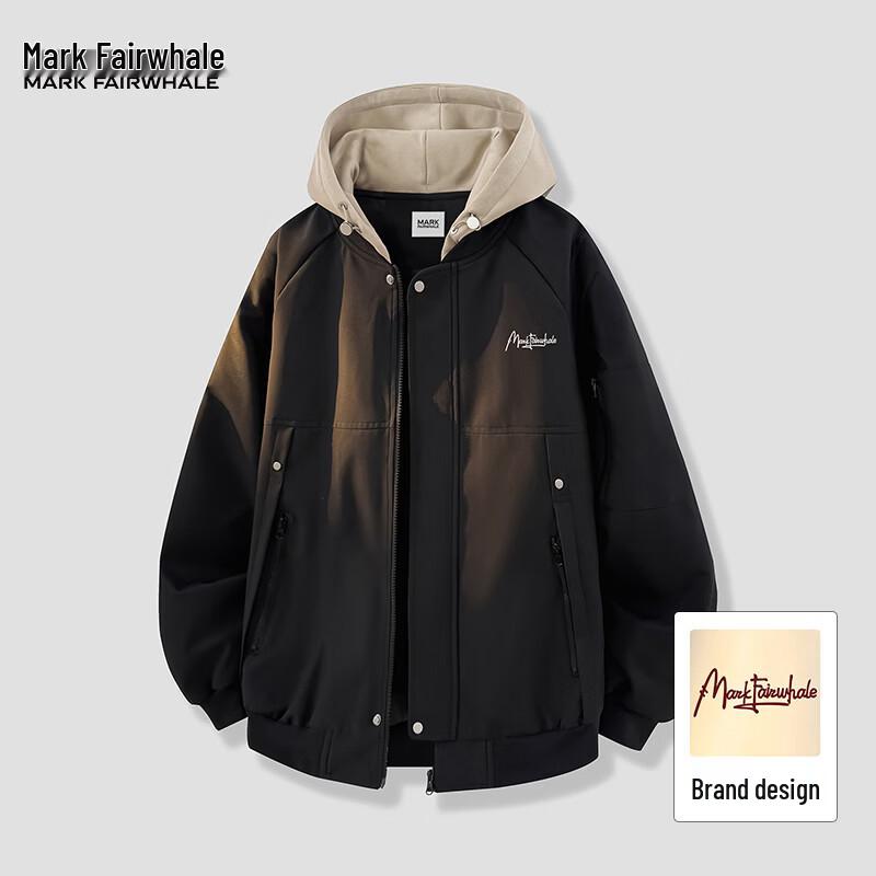 

Mark Fairwhale Men s American Retro Faux Two-Piece Hooded Workwear Jacket XL