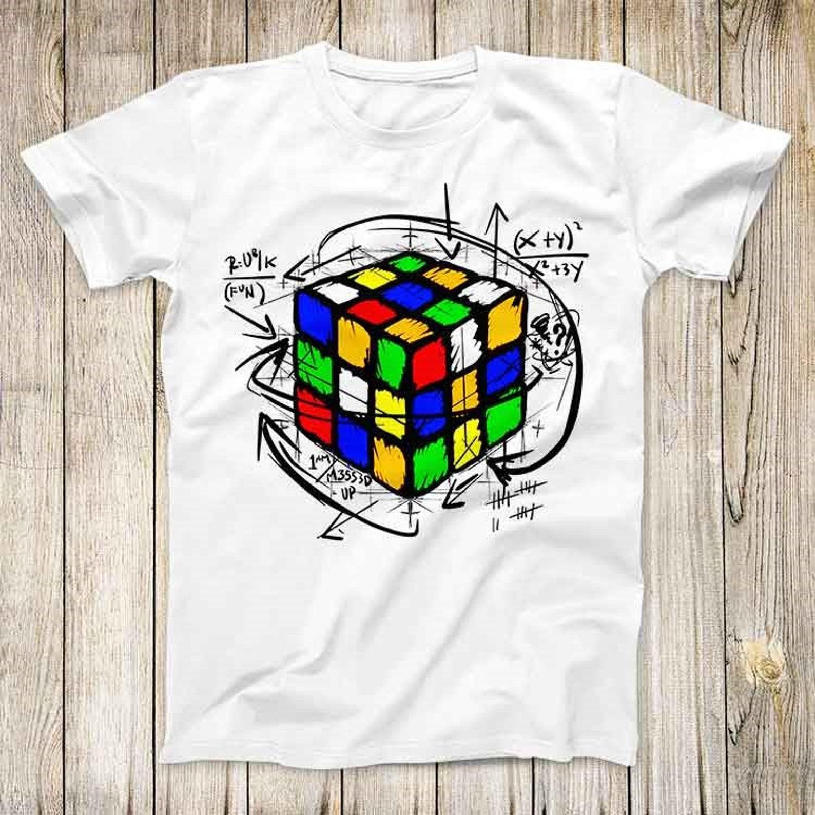 Rubiks Cube Master Gamer Puzzle Solution Technical Drawing Top Tee Best Cute Gift Mens Women Unisex T-Shirt 3014 M