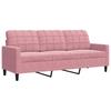 3 Piece Sofa Set with Cushions Pink Velvet