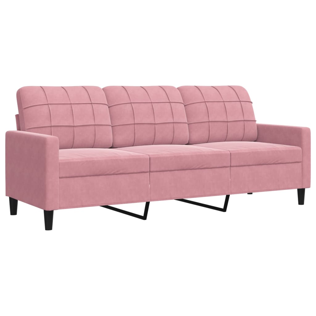 3 Piece Sofa Set with Cushions Pink Velvet