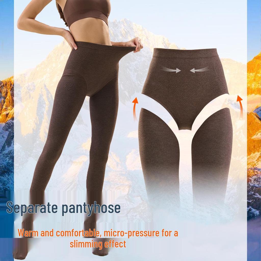 High-Waisted Tummy-Control Butt-Lifting Grey Cotton Tights - Women's Plus Velvet Thick Warmth Pantyhose for Autumn/Winter