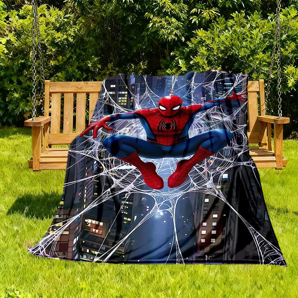 Spider-Man Web Outdoor Flannel Throw Blanket - HD Printed Lightweight Soft Warm All-Season Blanket for Sofa, Bed, Travel, Camping 1203048