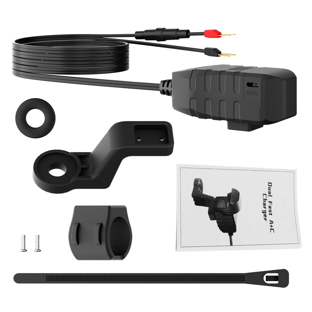 Motorrad-Netzteil mit 36W USB C PD und 18W USB A Anschlüssen, LED-Voltmeter, Unabhängiger Ein-/Ausschalter für ATV Trike,