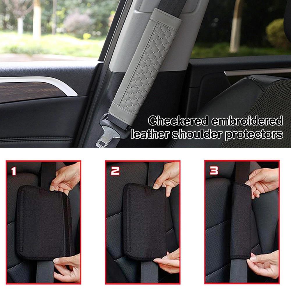 PU Leather Car Seat Belt Cover Seatbelt Shoulder Pad Cushions Safety Belt Shoulder Cover Protector for All Cars and Backpack