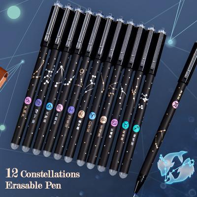 12 Constellations Erasable Gel Pen Set School Supplies Black Blue Red Ink Color 0.5mm Ballpoint Pen Writing Tool School Office Stationery #468859