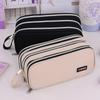 3 Compartment Pouch Double Side Opened Student Stationery Desk Organizer Makeup Bag Kawaii Pencil Case Large Space Storage