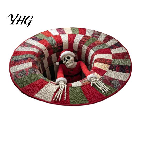 Washable Round Carpet Christmas Rug, 39" Imitation Cashmere Santa Snowflake Pattern, Pattern Rug Holiday Area for Home Living Room Bedroom Decor Stain