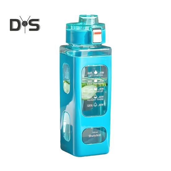 700ml Sports Water Bottle with Time Marking Leakproof Portable Sippy Cup Portable Reusable Cycling Water Bottle for Outdoor