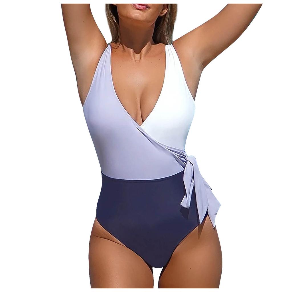 Women's Fashion One-Piece Splicing Straps Sexy Bikini Beach Swimsuit