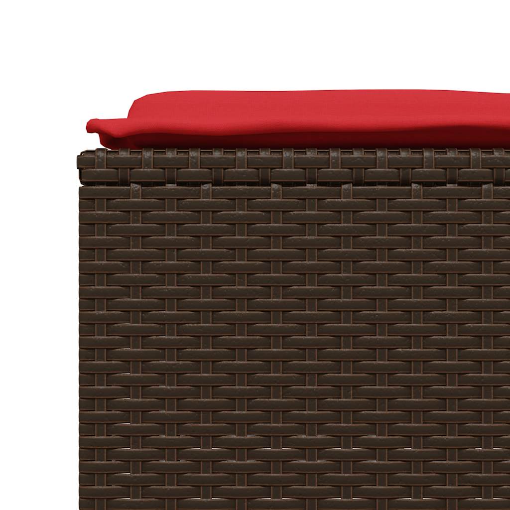 Garden Stool with Cushions 4 pcs Brown Poly Rattan