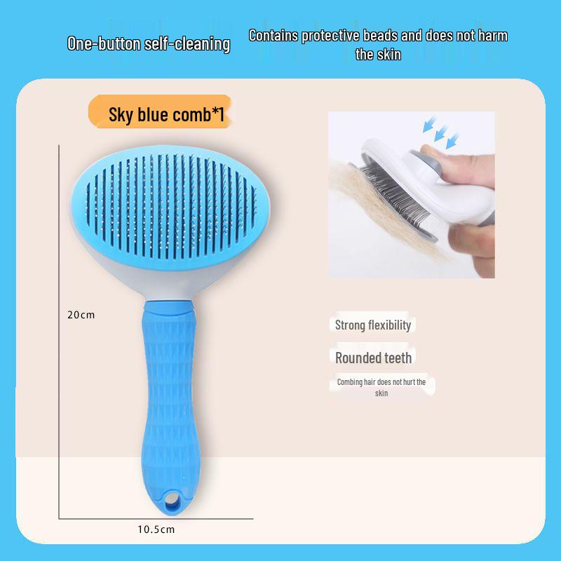 

Pet Hair Removal Detangling Comb for Cats and Dogs: Floating Hair Needle Comb with One-Button Cleaning. Pet Hair Removal Comb