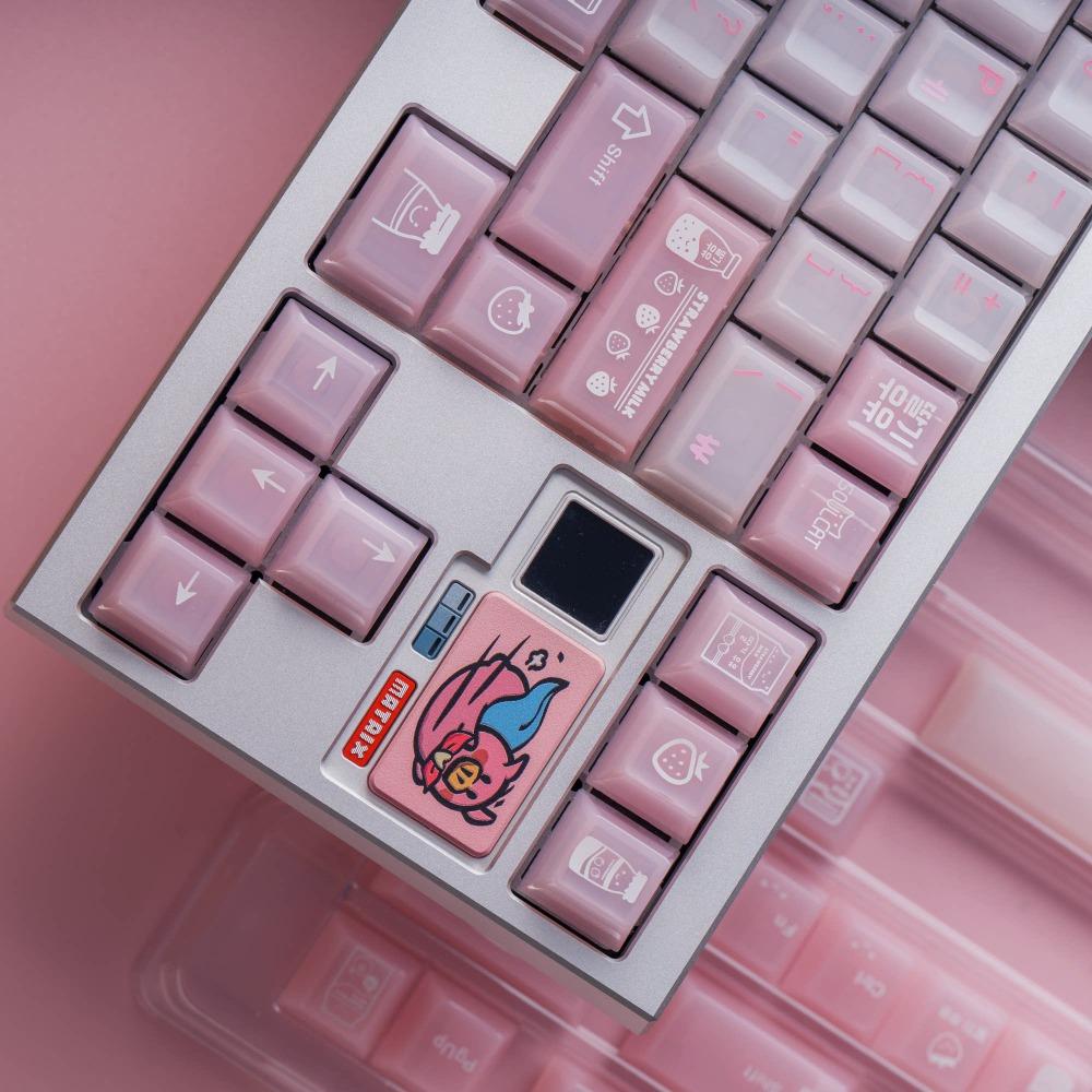 SOULCAT Erdbeermilch Tastenkappe PC 138 Tasten Benutzerdefiniert Niedliche Tastenkappe Cherry Profil KeyCap für Mechanische Tastatur Zubehör Geschenk