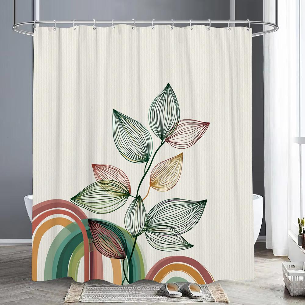 Nordic Art style Plant Cactus Printed Shower Curtain Bathroom Curtain,Hanging Curtain With 12 Hooks Decoration Machine Washable