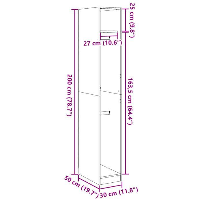 VidaXL Garde-robe chêne artisanal 30x50x200 cm bois d'ingénierie 3307782