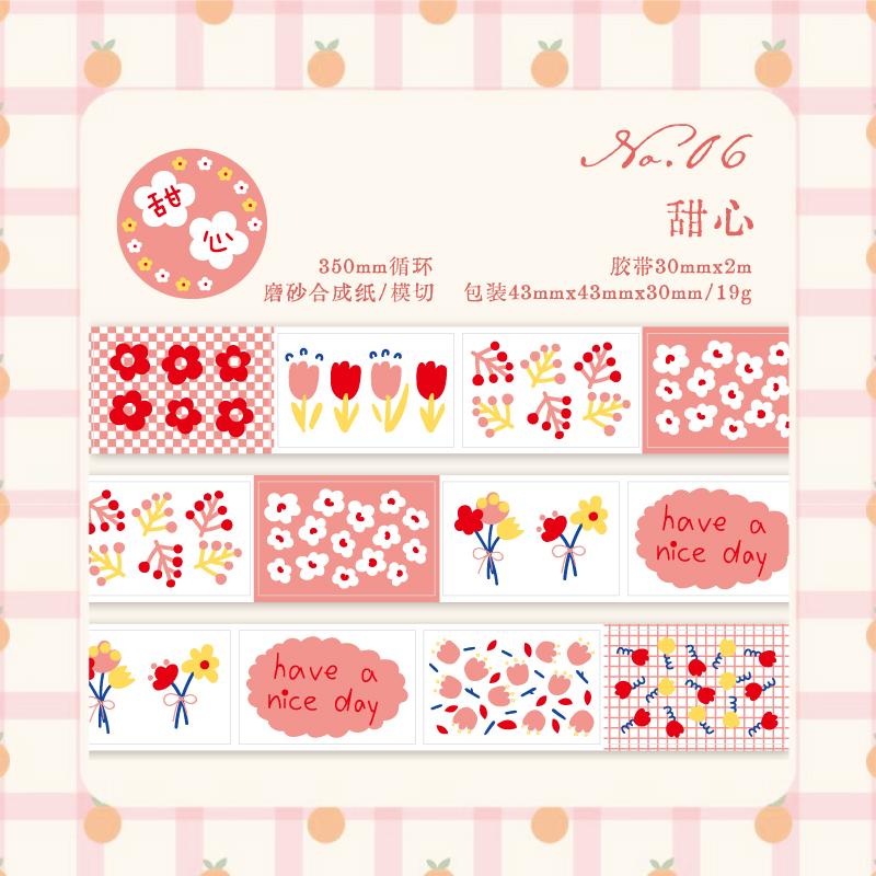 

Kawaii Floral Print Label Sticker Tape Creative Collage Handmade Journal DIY Diary Album Scrapbook Aesthetic Stickers