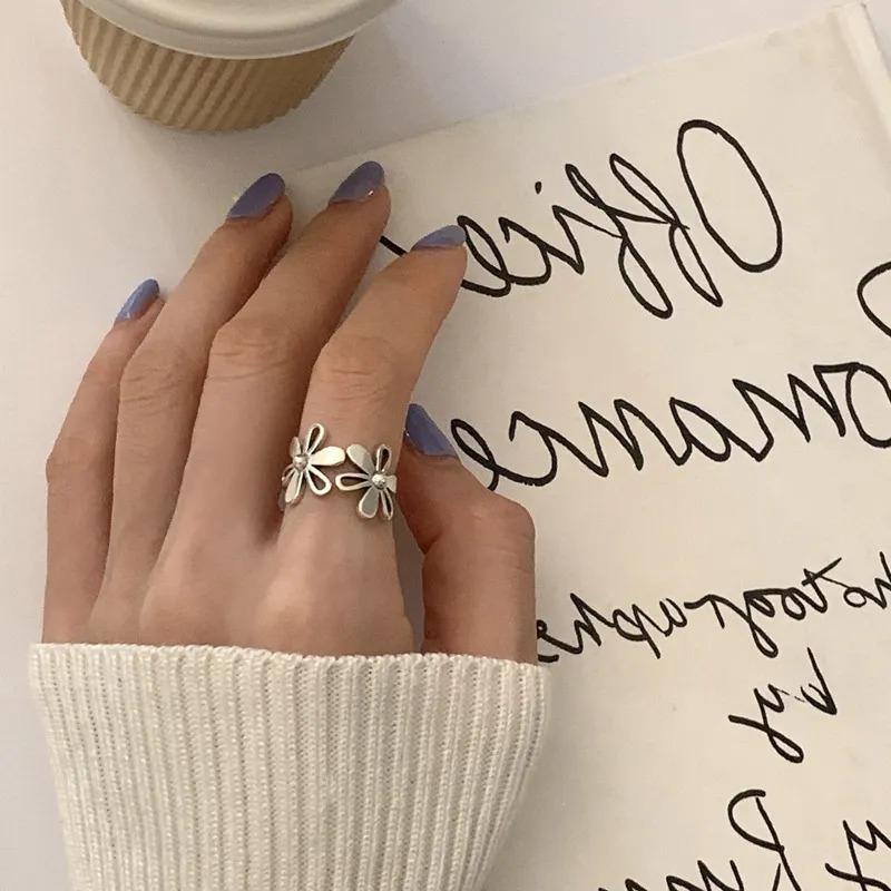 Adjustable Thai Silver Retro Ring: Trendy, Versatile, Hip Hop-Inspired Design for Women