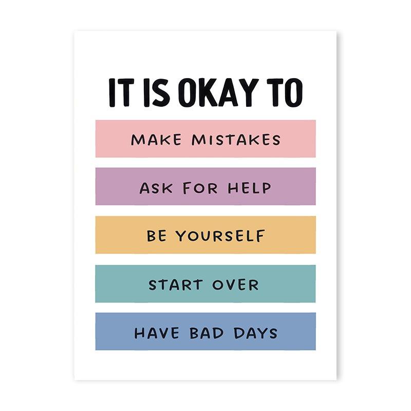 It Is OK To Feel Books Baby Educational Poster Wall Art Canvas Painting Print Picture Kids Nursery Room Classroom Decoration