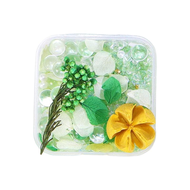 Artistic Dried Floral Arrangement In Resin Featuring Natural Stones And Pearls Lightweight Decorative Accent
