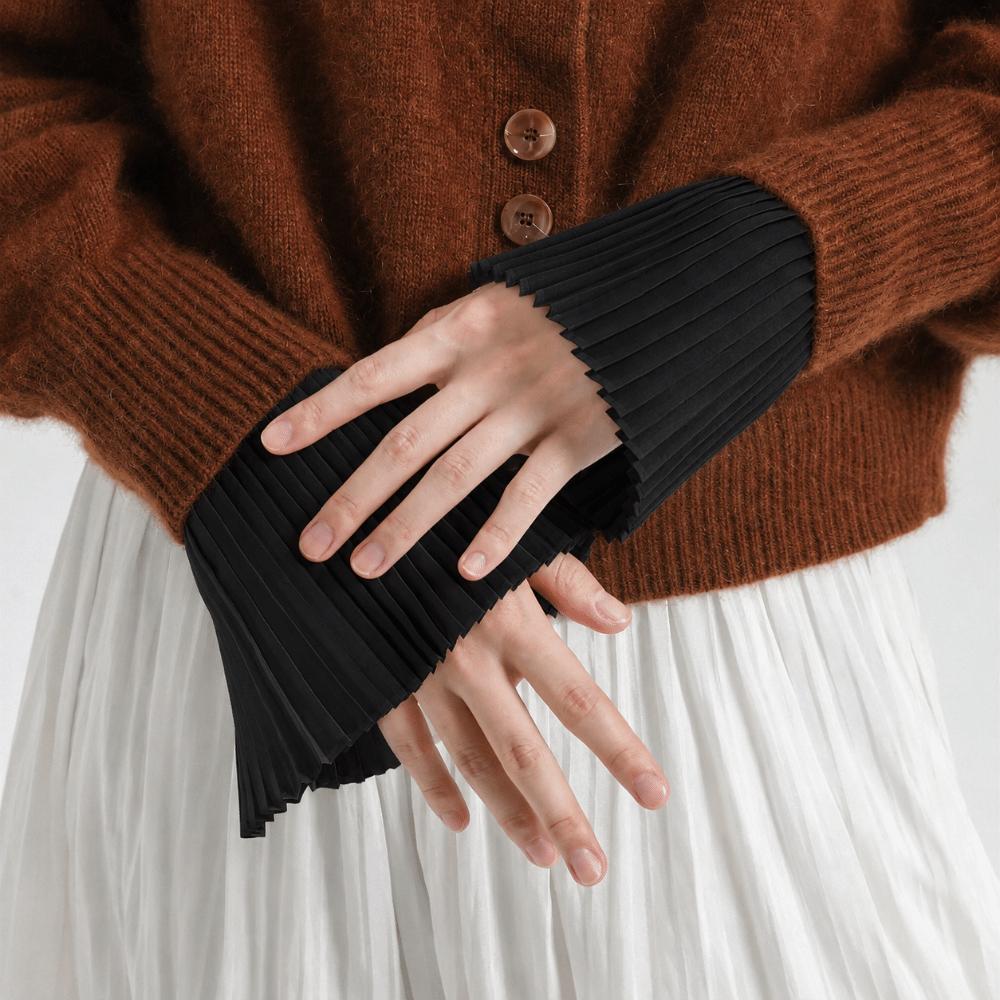 Chiffon Lace Fake Sleeves Cuff Ruffles Pleated Fake Flared Sleeves Lolita Matching чёрный