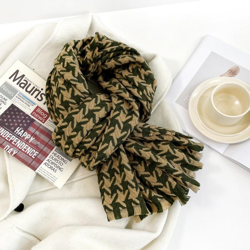 Qiandongge scarf, women's autumn and winter warm thickened medium and long scarf versatile scarf fashion shawl