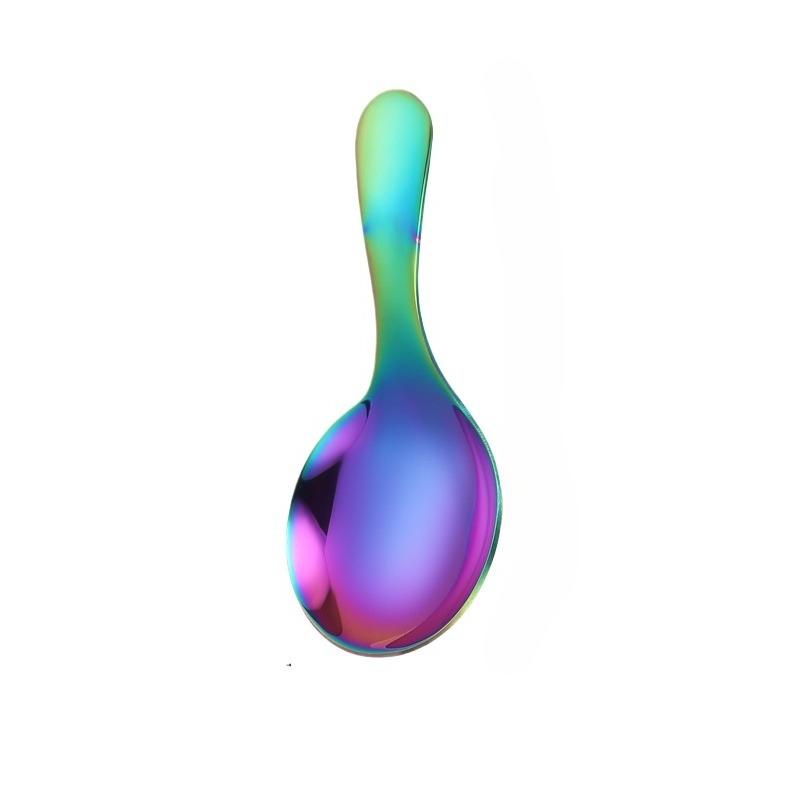 Roztomilá nerezová lžička s krátkou rukojetí zlatá na zmrzlinu, čaj, kávu, dětská lžička, kuchyňská kořenka, naběračka na koření