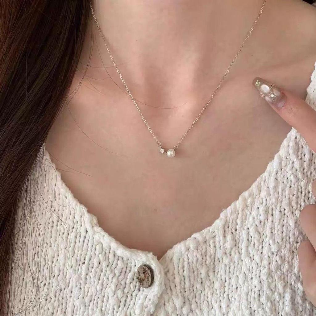 Exquisite Pearl Zircon Clavicle Necklace - Light Luxury Summer Women's Accessory