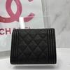 Used CHANEL Boy Chanel Trifold Wallet Caviar Skin Black