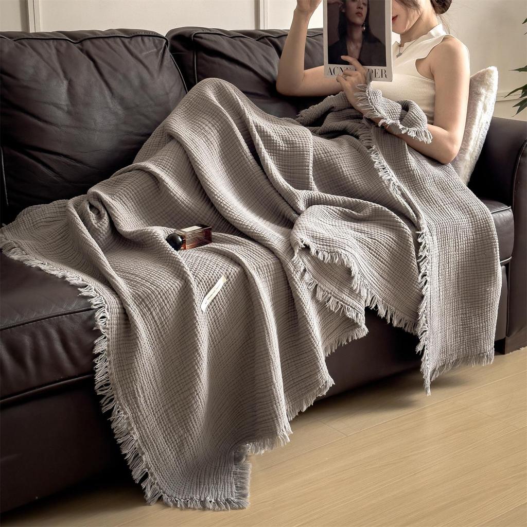 A-Class All-Cotton Gauze Summer Quilt & Blanket for Airplane, Sofa, or Office Nap