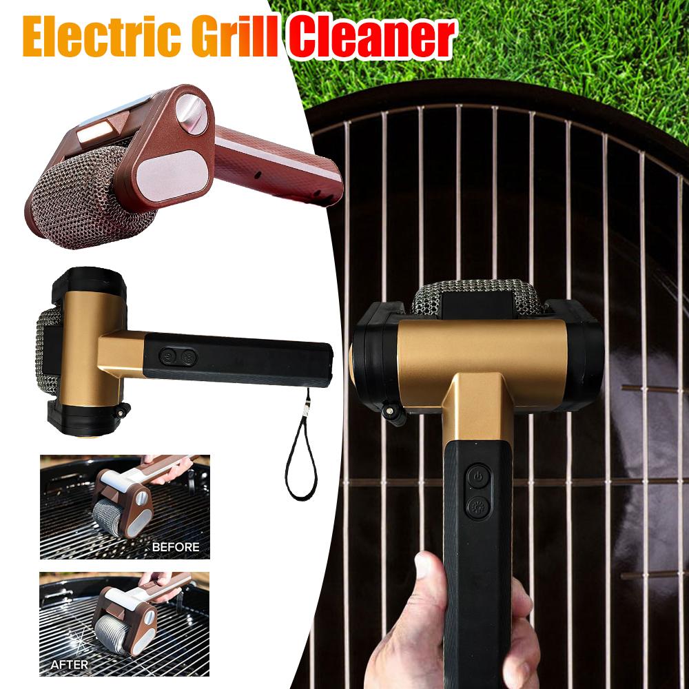 Electric Grill Cleaner 360° Rotating Cleaning Brush Stainless Steel Roller Grill Rechargeable BBQ Cleaning Scrub Brush Tools