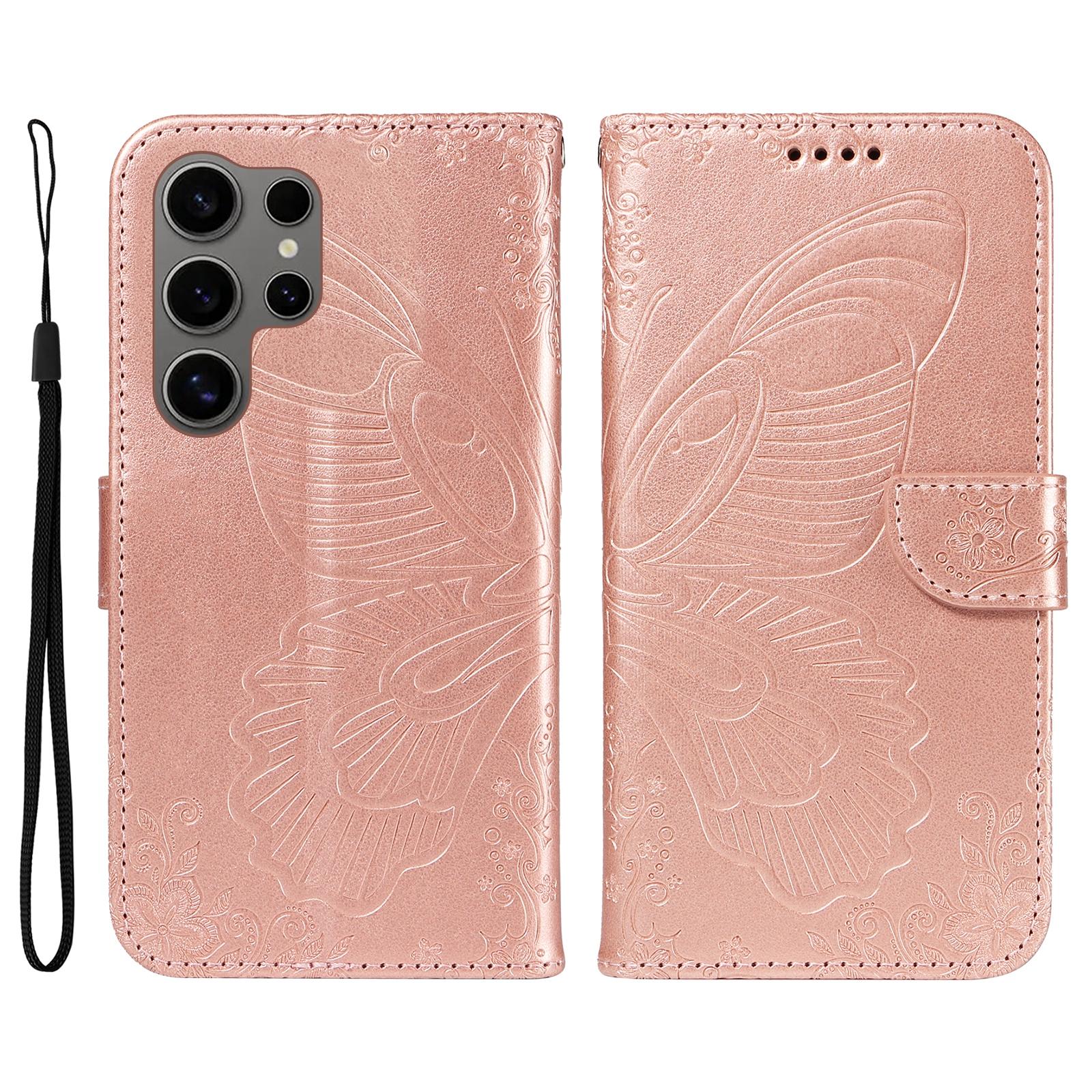 

For Samsung Galaxy S25 Ultra Case Butterfly Pattern Leather Wallet Flip Phone Cover F